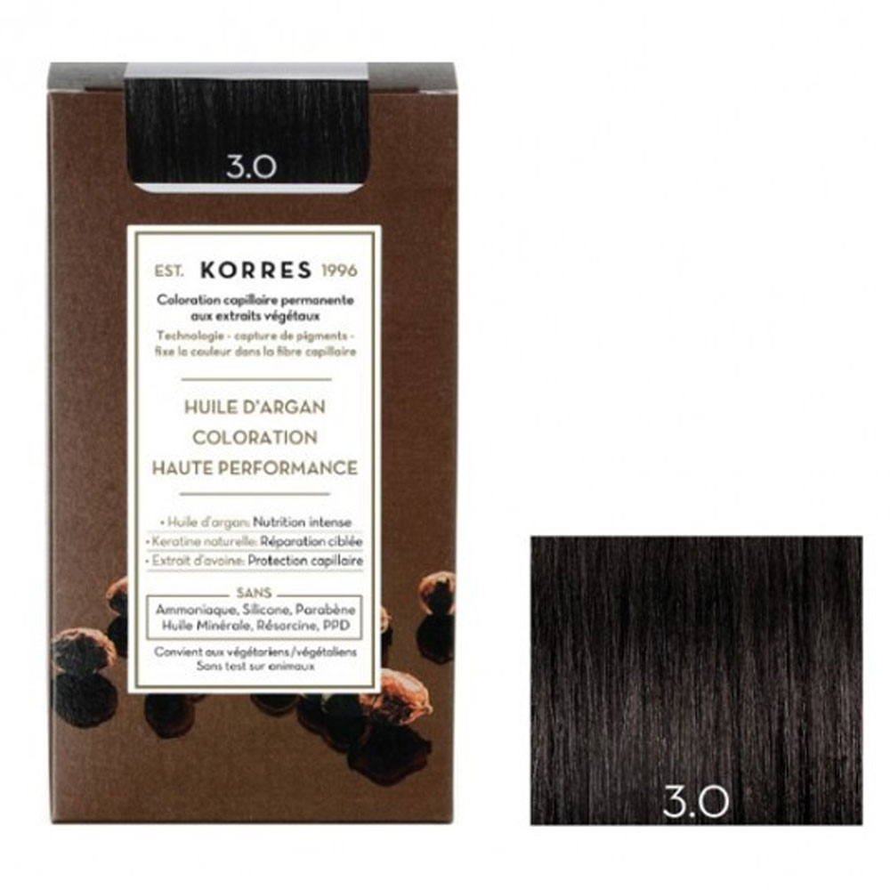 Korres Argan oil Permanent Hair Colour With Argan Oil 50ml 3.0 NATURAL DARK BROWN