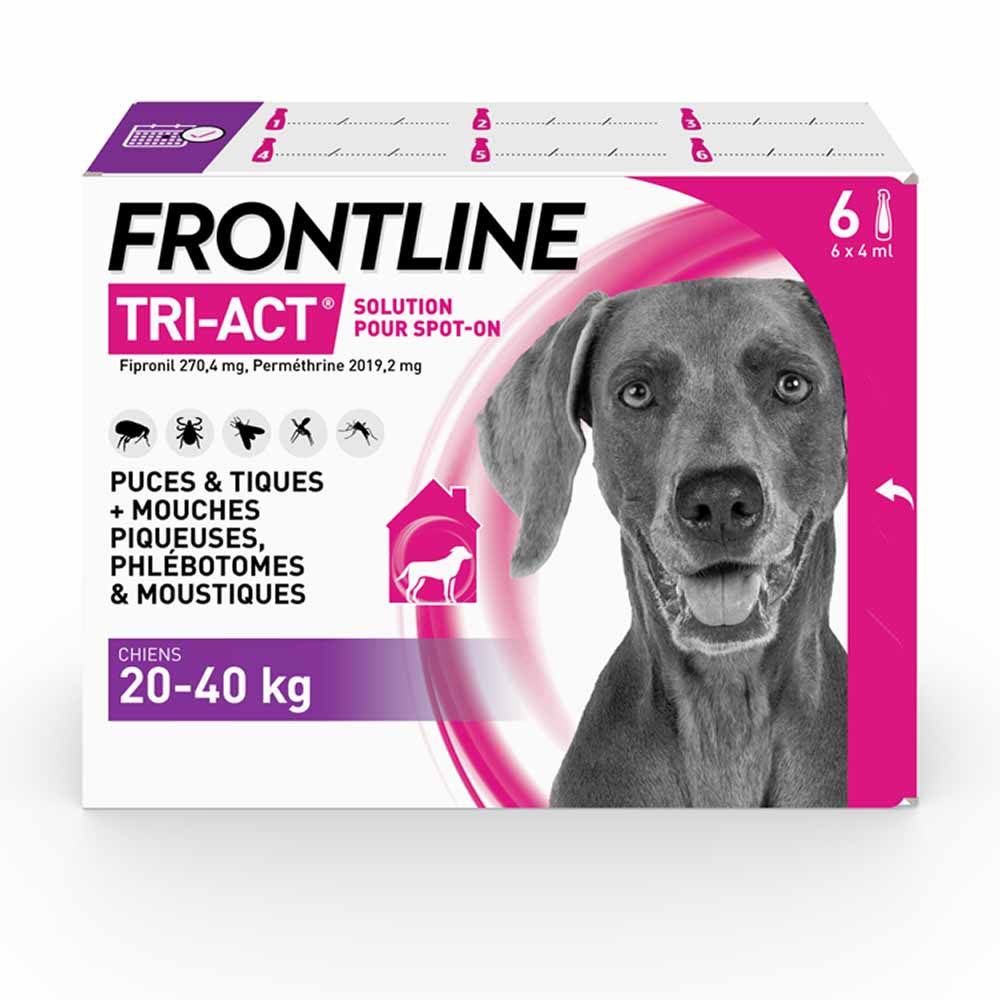 Frontline Tri-act Dogs 20 / 6 Pipettes / 6 Pipettes de 4ml