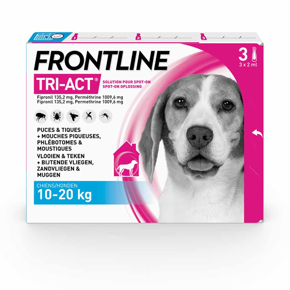Frontline Tri-act Dogs 10 / 3 Pipettes / 3 Pipettes de 2ml