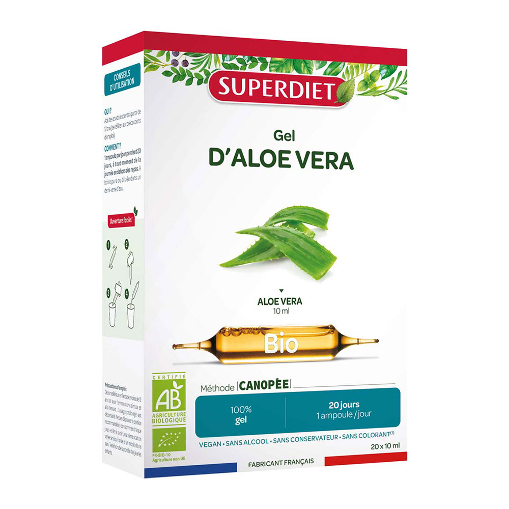 Superdiet Organic Aloe Vera Gel 20 ampoules