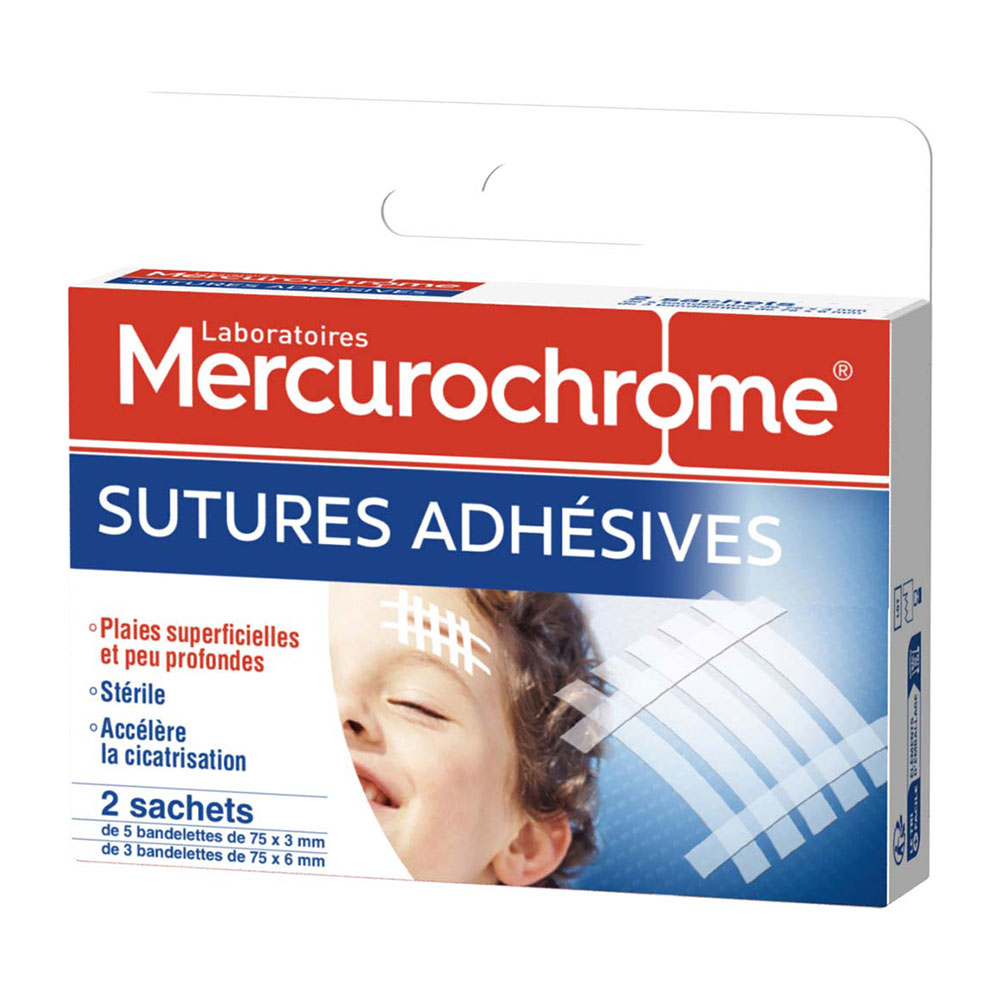 Mercurochrome Adhesive Suture Plasters x16