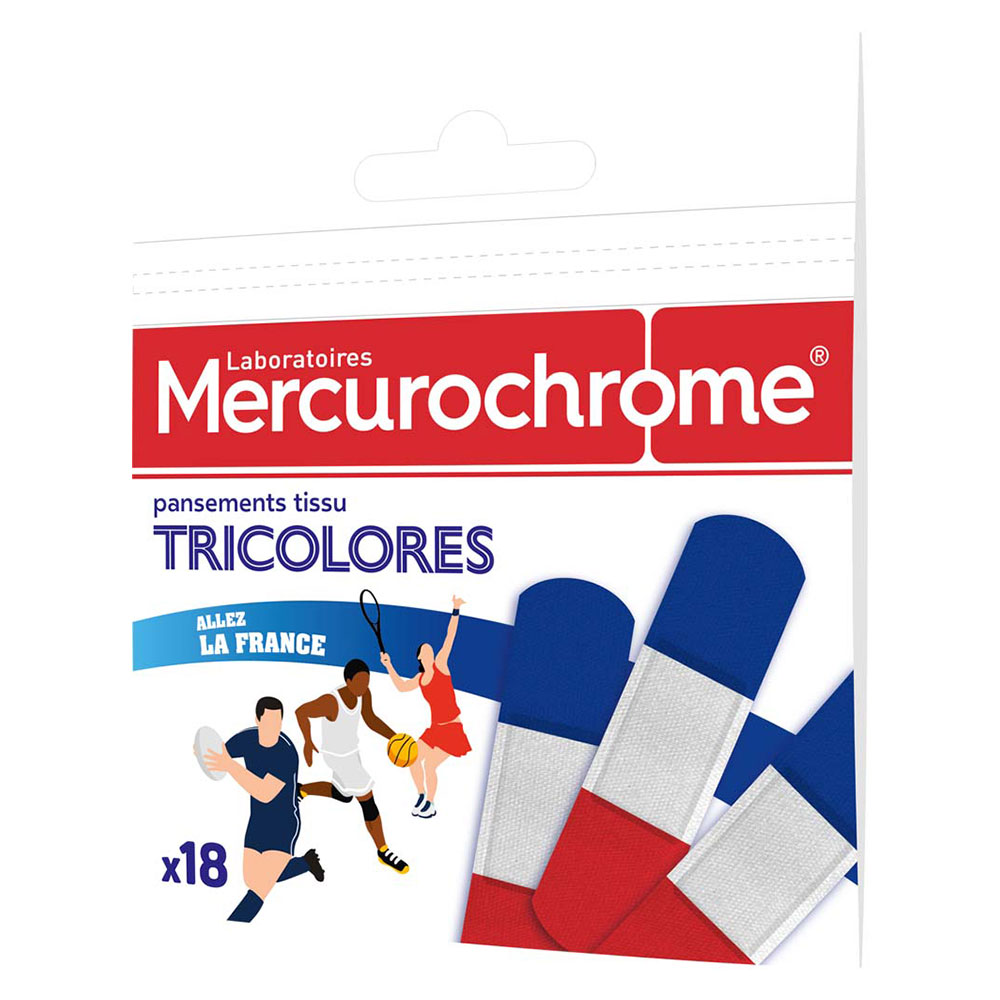 Mercurochrome Tricolour Fabric Plasters x18