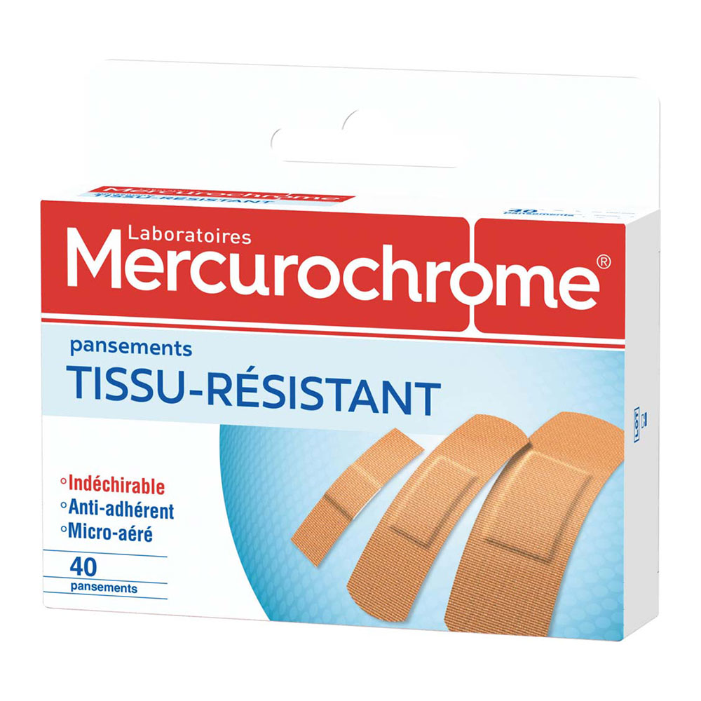Mercurochrome Fabric Resistant Plasters 3 Formats x40