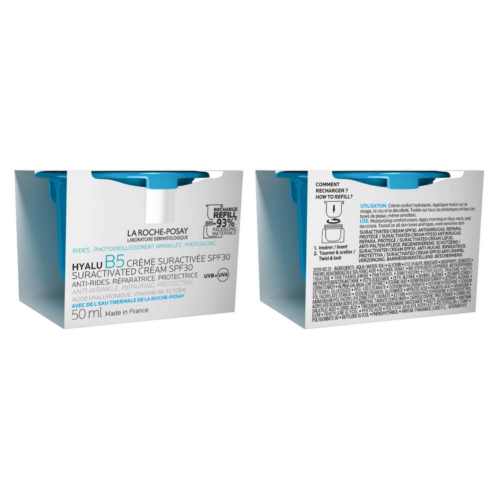 La Roche-Posay Hyalu B5 Recharge supercharged SPF30 face cream for wrinkles all skin types 50ml