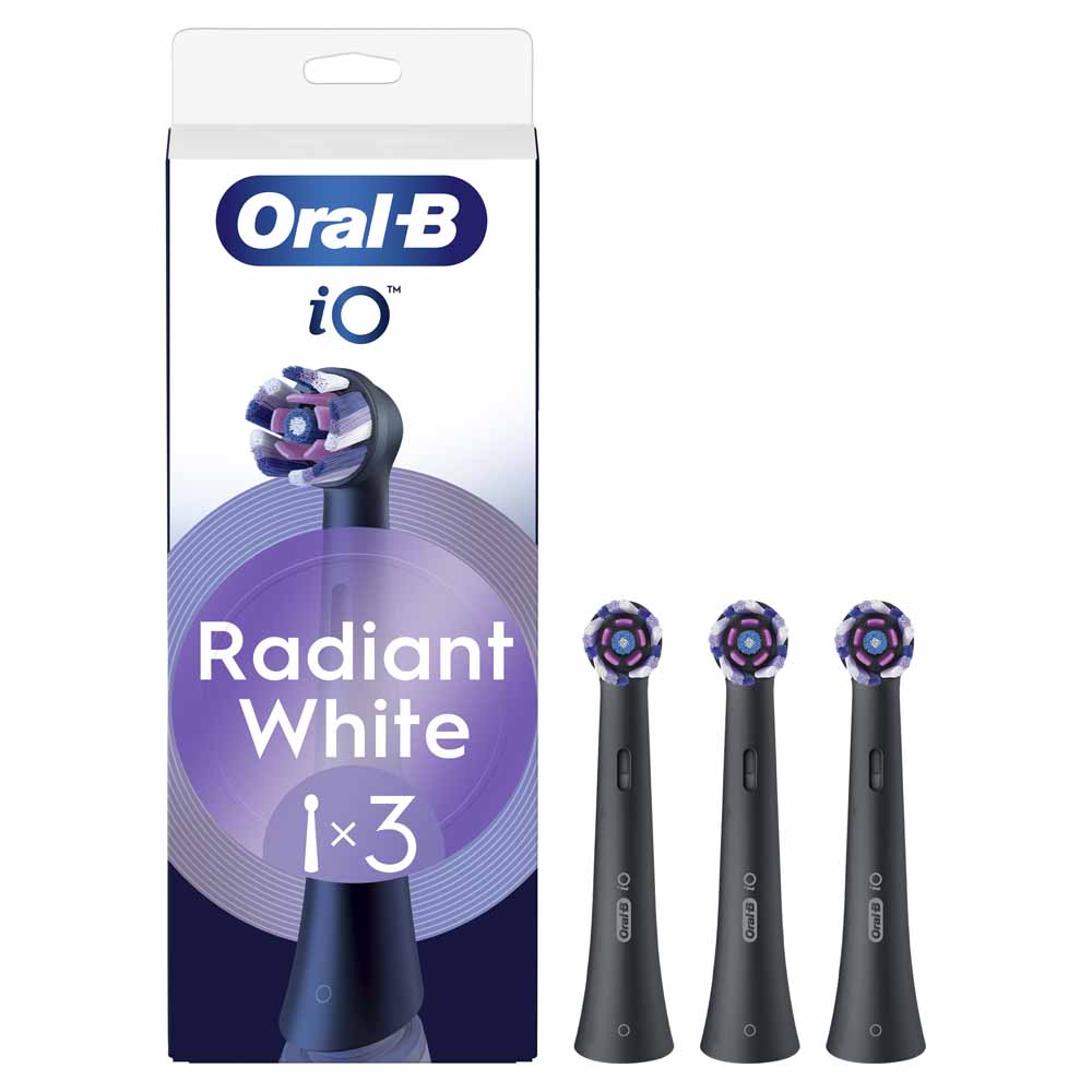 Oral-B Black electric toothbrush brushes Radiant White x3