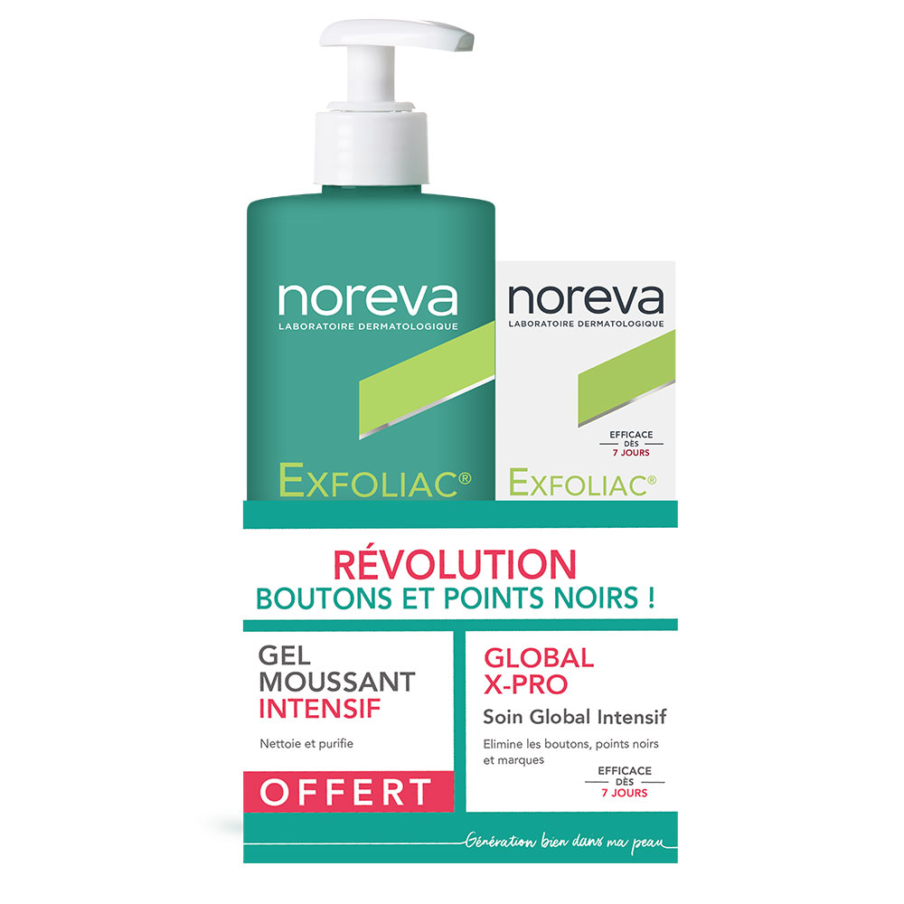 Noreva Exfoliac Coffret Gel Moussant Intensif et Soin Global X-PRO