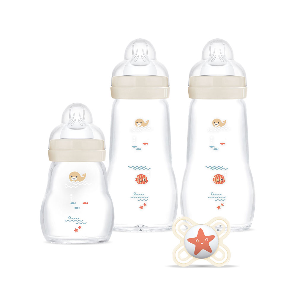 Mam Glass Baby Bottle Kit + 1 Pacifier From Birth