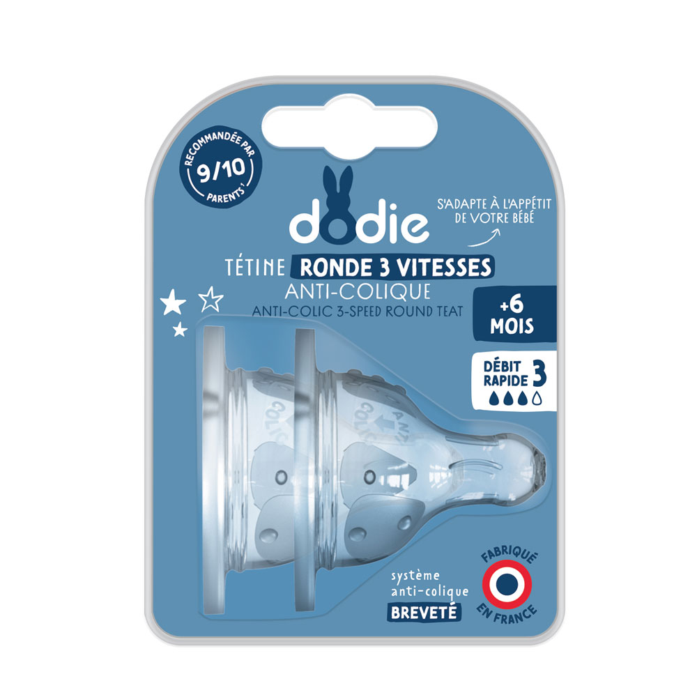 Dodie 3 Speed Rounded Teat Broad Neck From 6 Months X 2 6 mois et plus x2