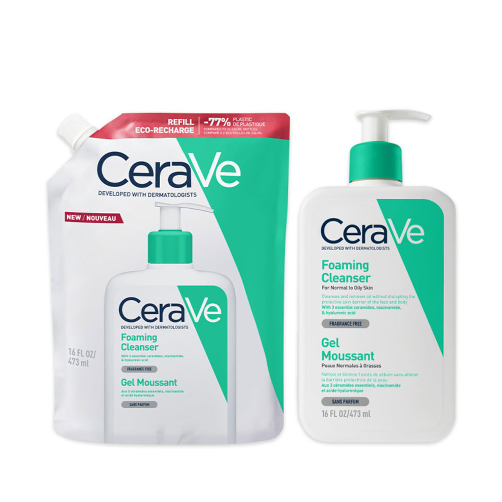 Cerave Face Cleanser Foaming facial cleanser with eco refill for normal to oily skin 2 x 473 ml