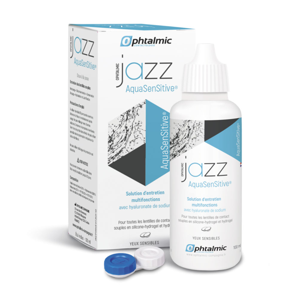 Ophtalmic AquaSensitive Jazz multi-purpose solution for all types of soft contact lenses 100 ml