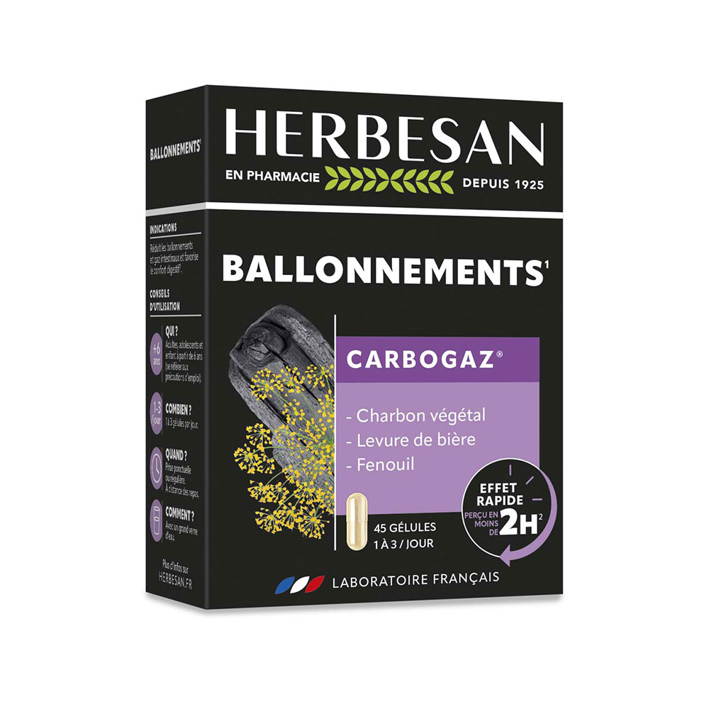 Herbesan Charcoal bloating relief x45 capsules