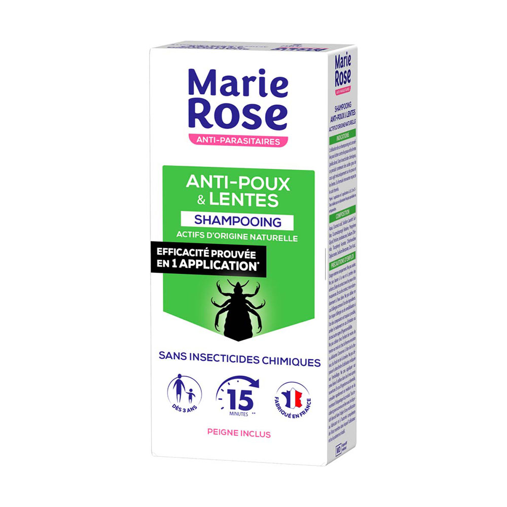 Marie Rose Lice And Nits Repellent Shampoo With Natural Active Ingredients + Comb Dès 3 Ans Peigne Inclus 125ml