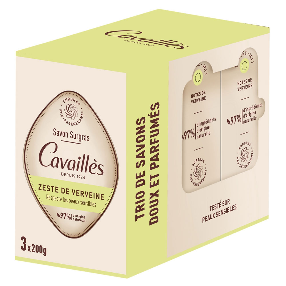 Cavaillès Surgras Pro-Regenerating Verbena Zest Soaps 3x200g