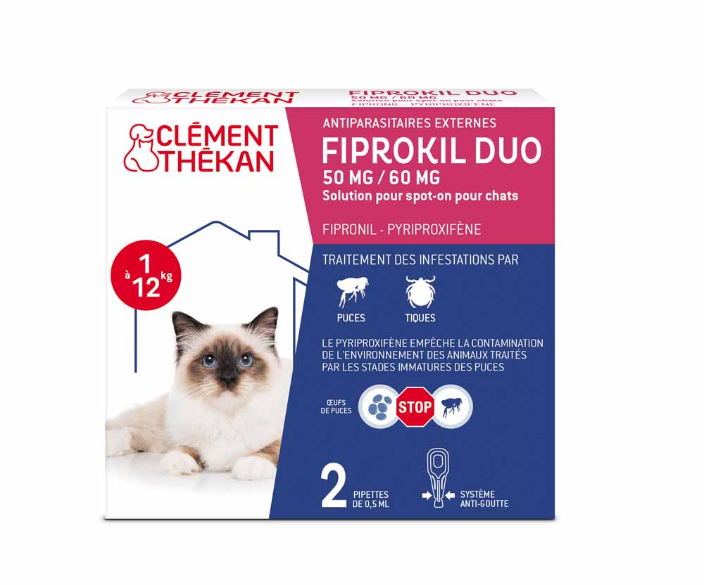 Clement-Thekan Fiprokil Cat Flea & Tick Duo Cats 1-12 kg 2 pipettes