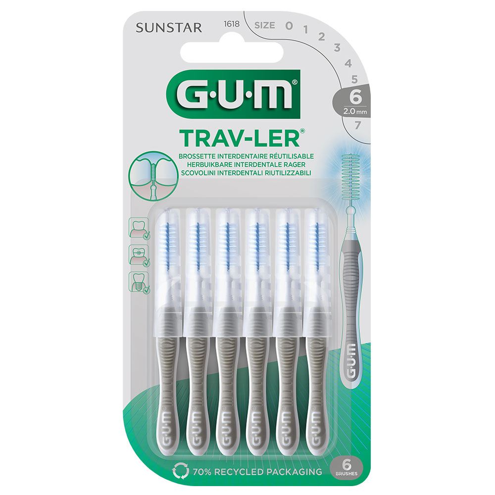 Gum Trav-ler Interdental Brushes 1618 Trav-ler 2mm X4 x6