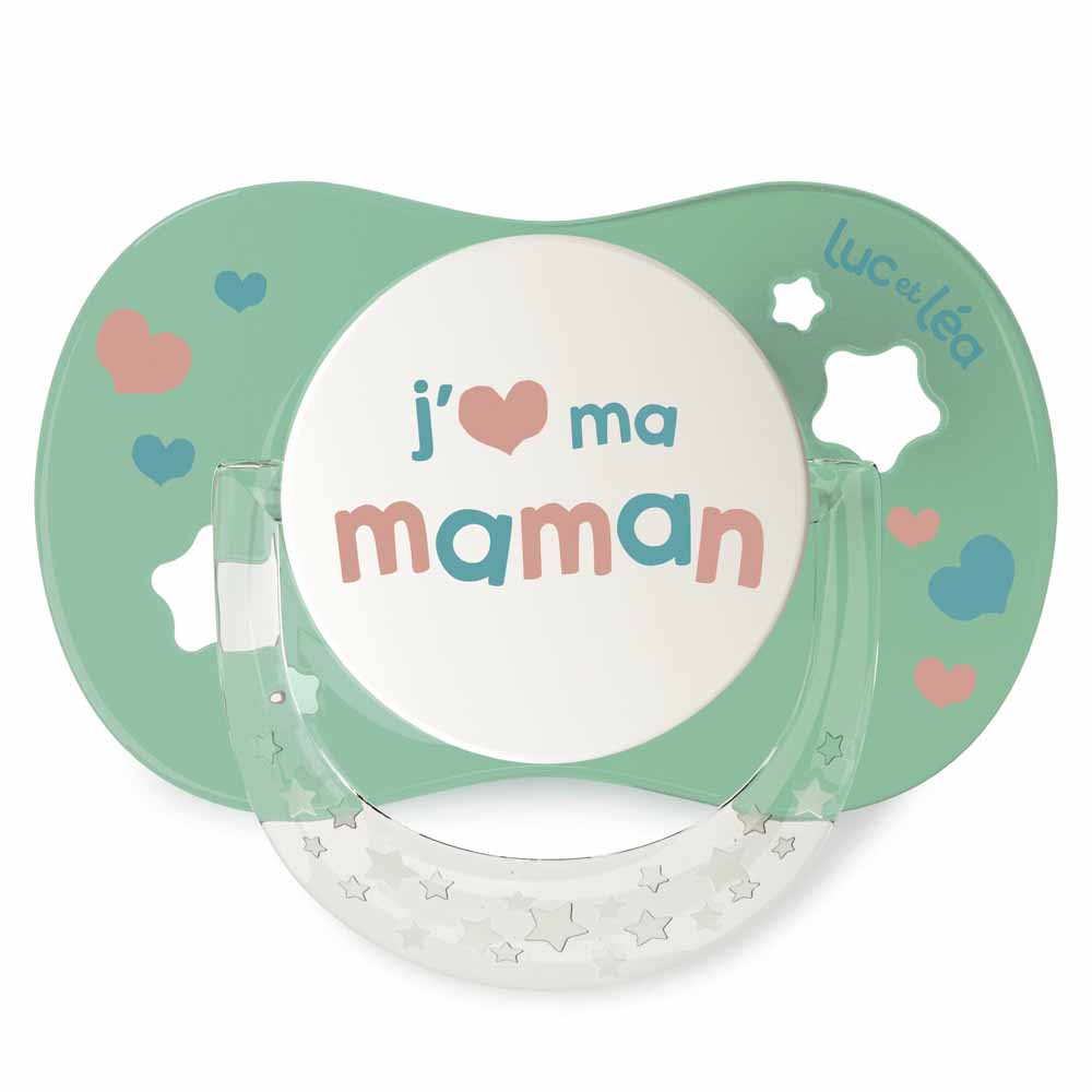 Luc Et Lea Symmetrical Silicone Pacifier From 18 Months J'aime Ma Maman Mon Papa Collection 18 mois et plus