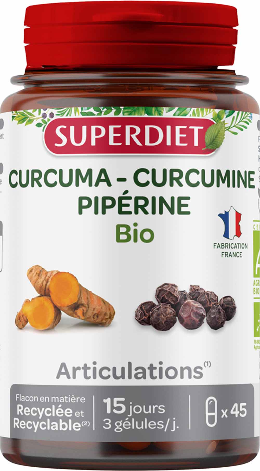 Superdiet Turmeric Curcumin Piperine 45 capsules