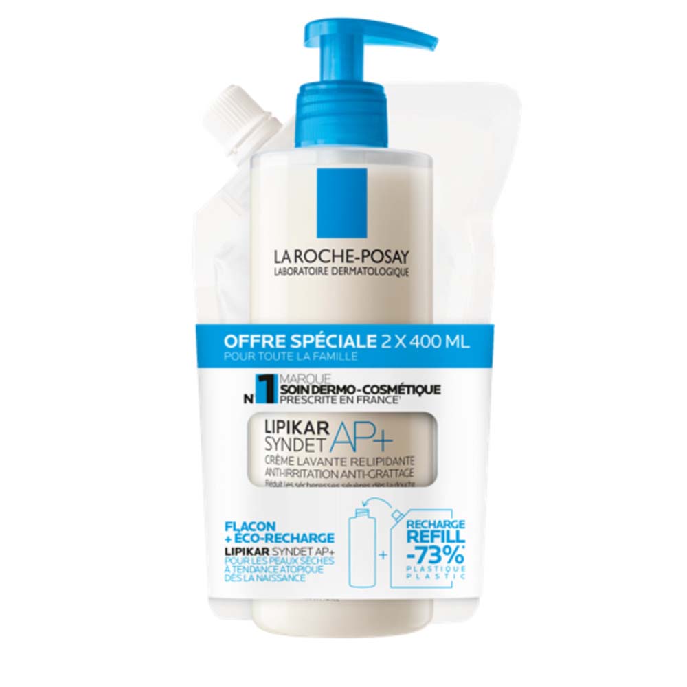 La Roche-Posay Lipikar Relipid+ Cleansing Cream and Refill Dry Skin or Skin with a Tendency to Atopic Eczema 2x400ml