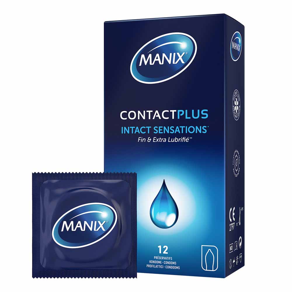 Manix Contact Plus Thin and extra lubricated condoms x12