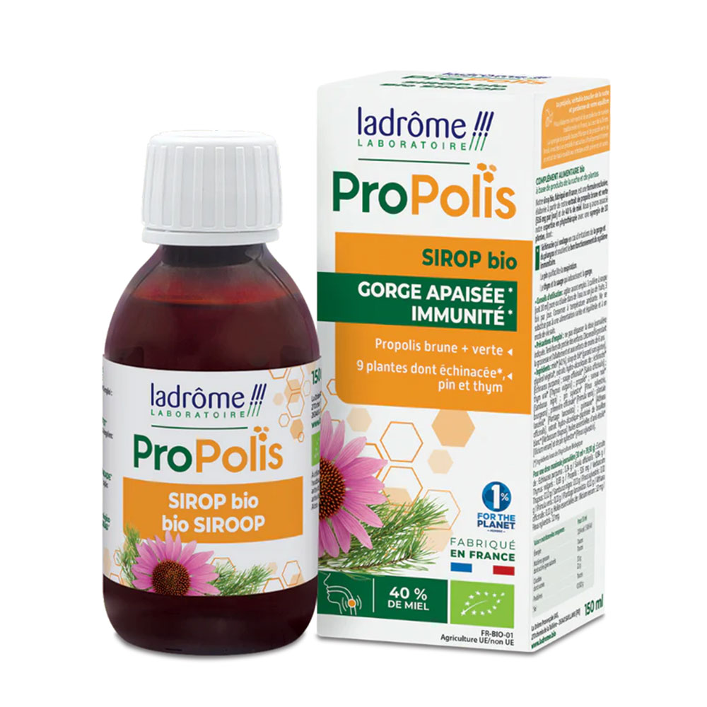 Ladrôme Propolis Organic syrup soothes the throat 150 ml