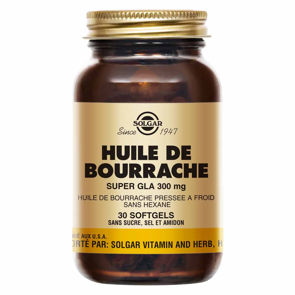 Solgar Borage oil 1300 mg rich in GLA omega-6 for skin, nails and hair health 30 softgels