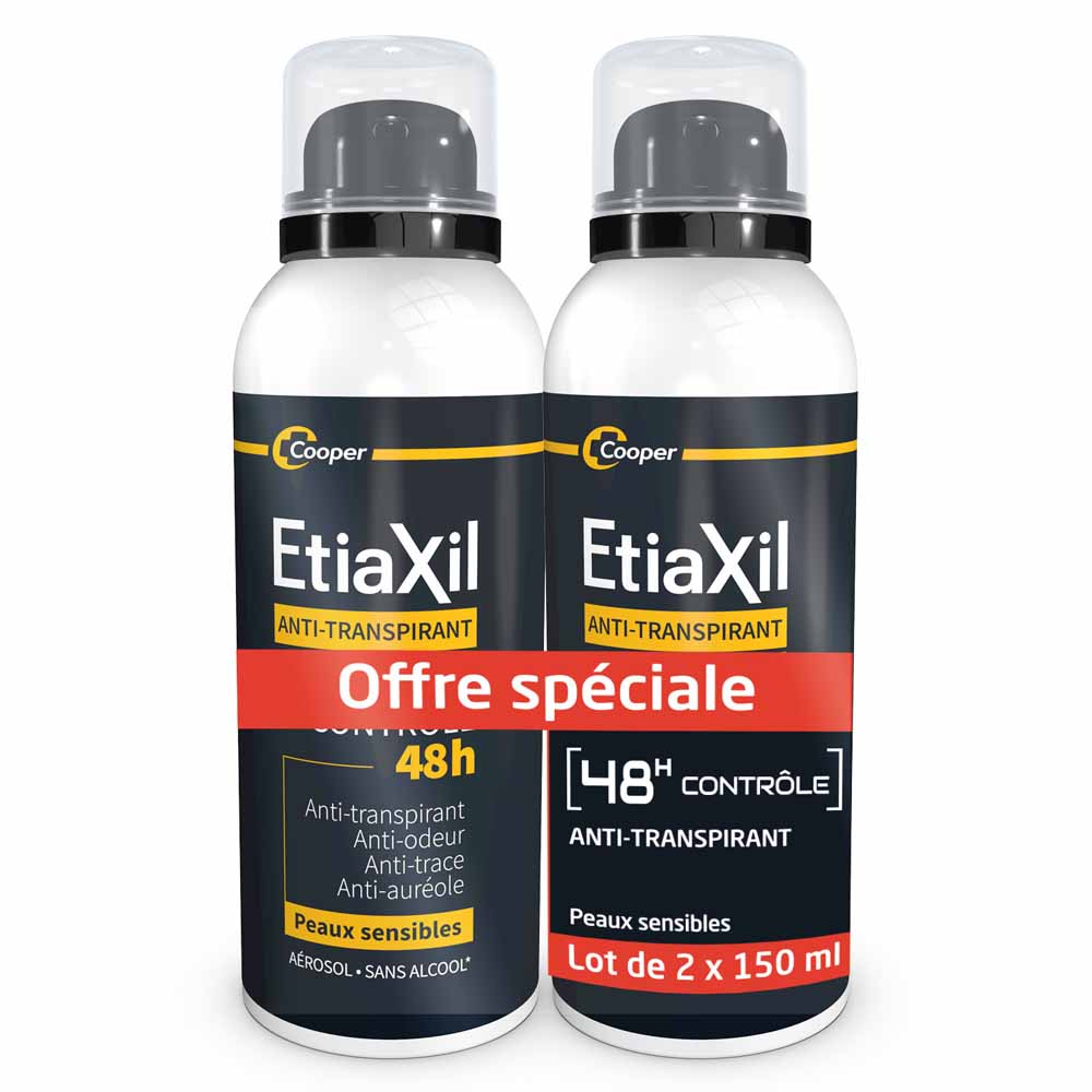 Etiaxil Antiperspirant 48h Men Control Deodorant Aerosol sensitive skin 2 x 150 ml