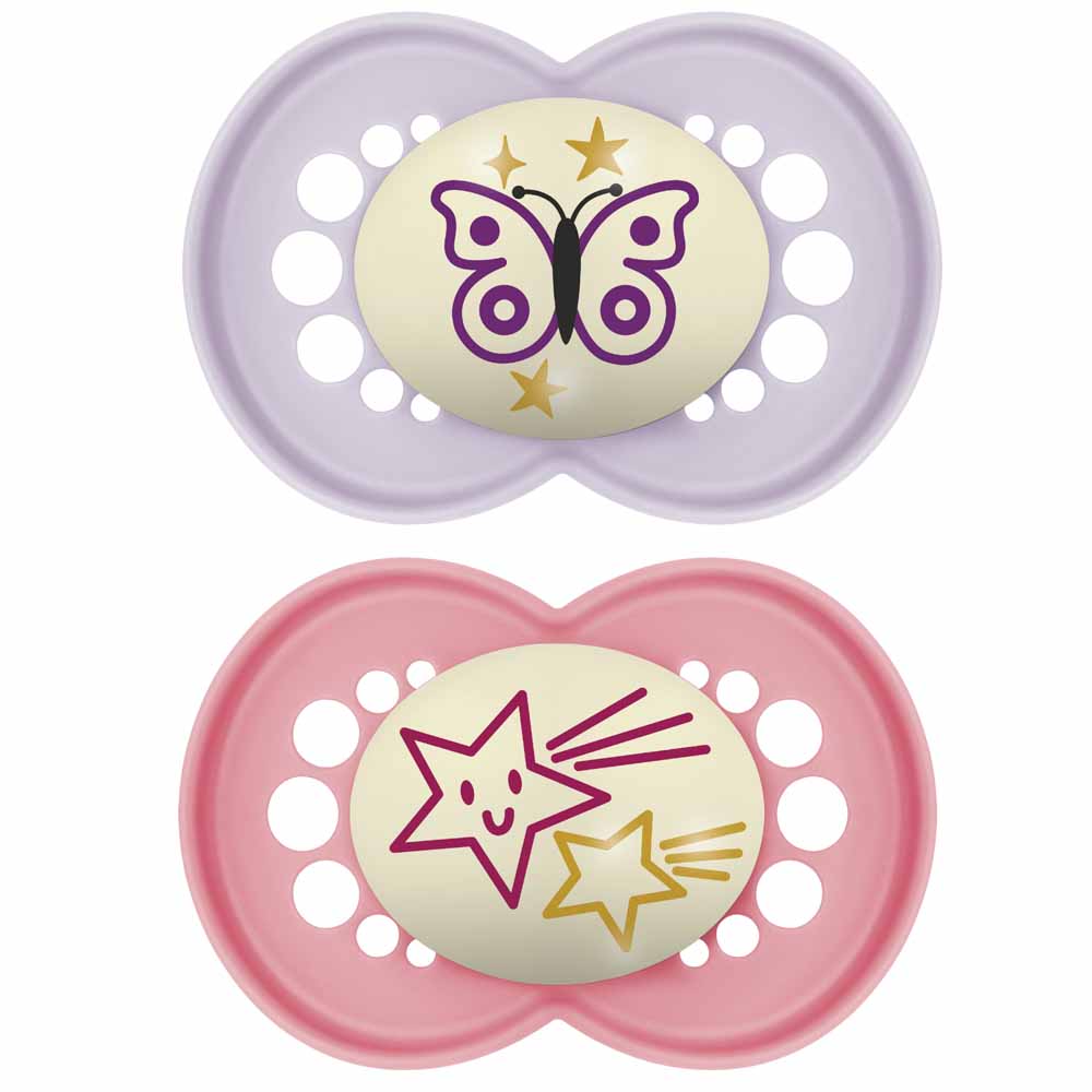 Mam Original Night Anatomical Phosphorescent Pacifiers From 18 Months x2