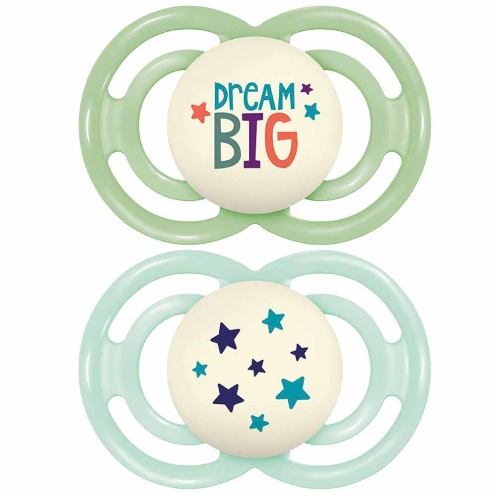 Mam Perfect Night Tendance Glow-in-the-dark symmetrical soother 18 months and over x2