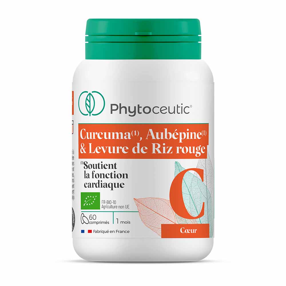 Phytoceutic Organic Red Rice Yeast & Turmeric Soutient la fonction cardiaque x 60 tablets