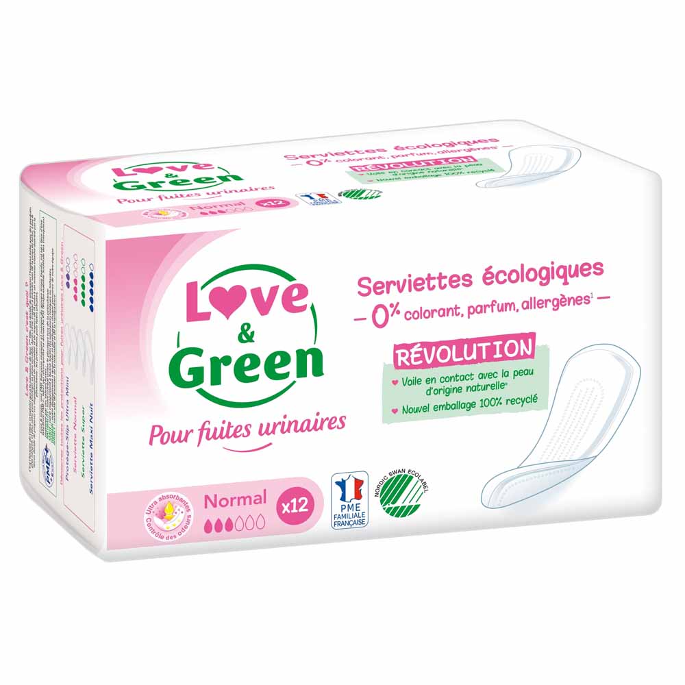 Love&Green Urinary Leakage 12 Sanitary Pads Normal Normal x 12 sanitary pads