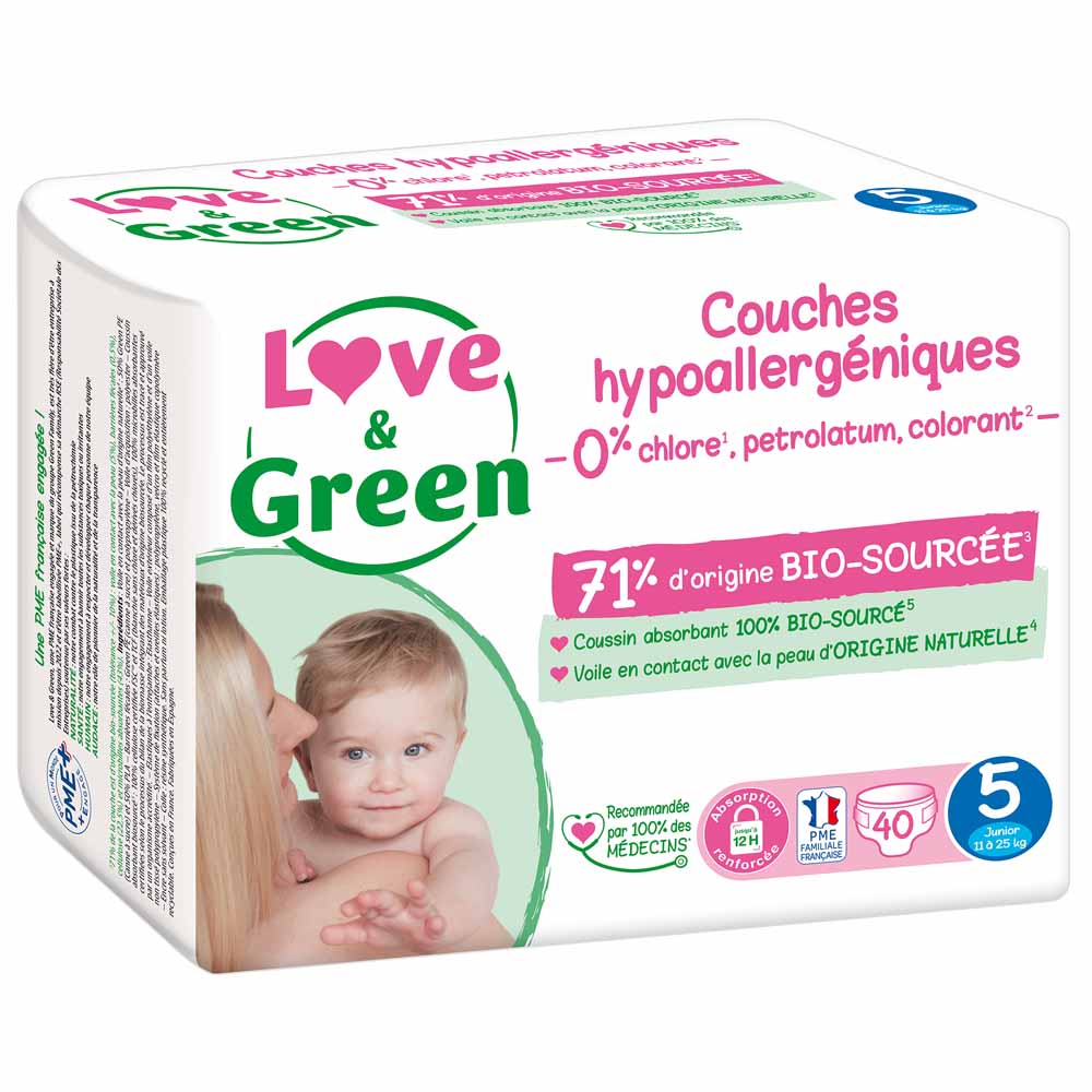 Love&Green Hypoallergenic nappies Size 5 Junior 11 to 25kg x40