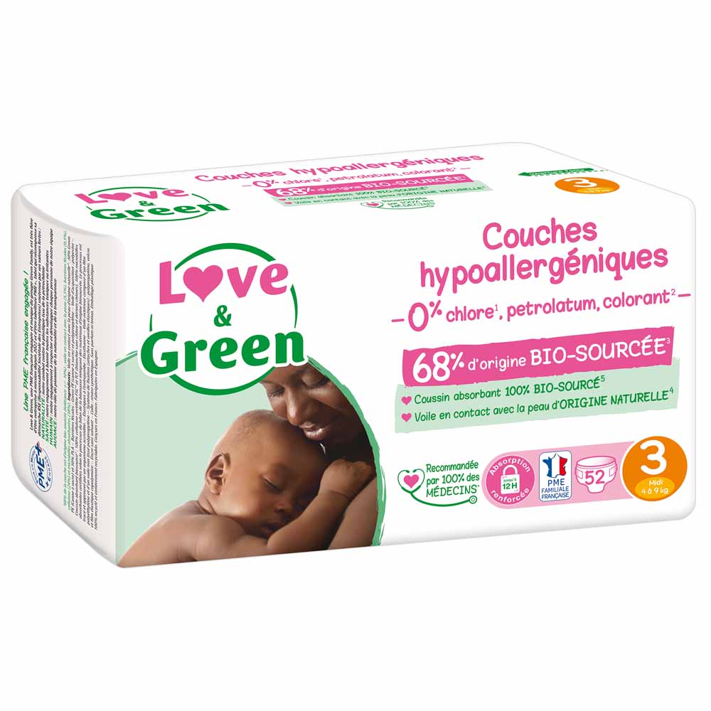 Love&Green Hypoallergenic nappies - Size 3 4 to 9kg x52