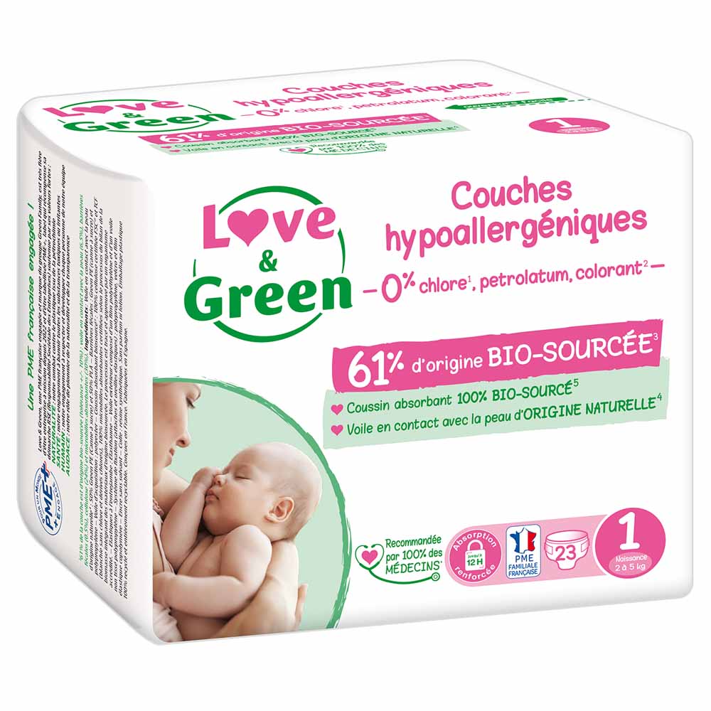 Love&Green Hypoallergenic nappies Size 1 2 à 5kg x44
