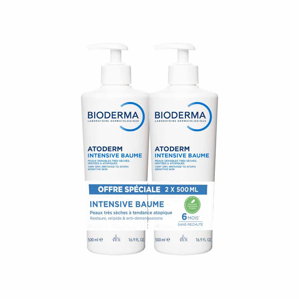 Bioderma Atoderm Intense balm ultra-soothing sensitive skin treatment Visage et Corps Peaux Très Sèches 2x500ml