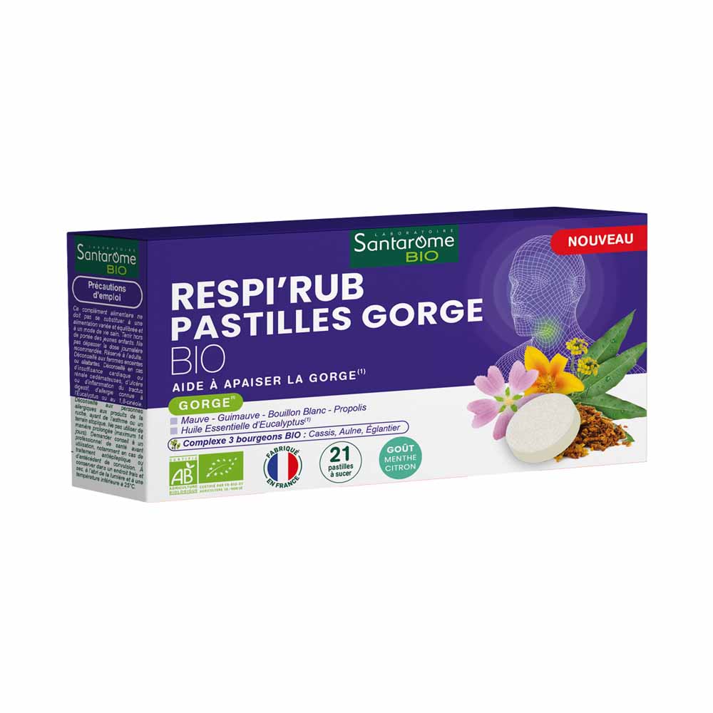 Santarome Respi'Rub Pastilles gorge Apaise la gorge 21 pastilles