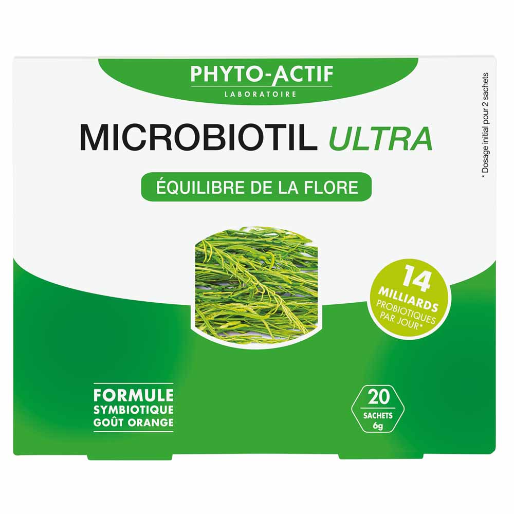Phyto-Actif Microbiotil Ultra lactic ferments with an orange flavour 20 Sachets