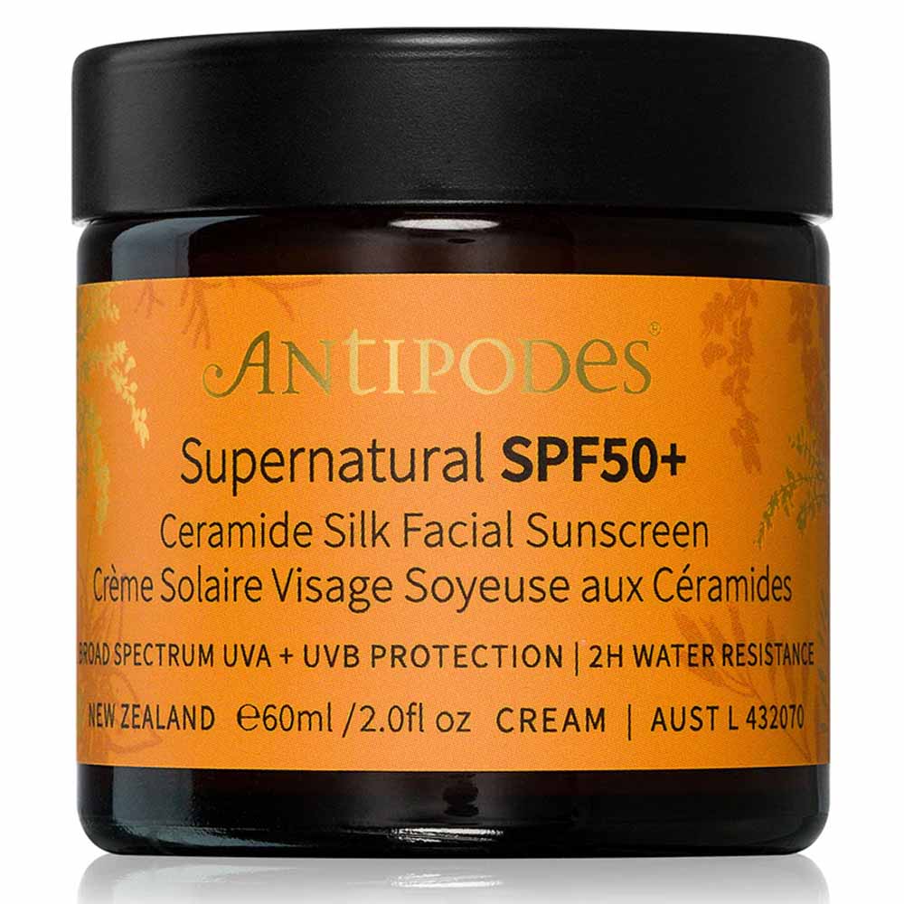 Antipodes Supernatural SPF50+ Crème Solaire Visage Soyeuse aux Céramides 60ml