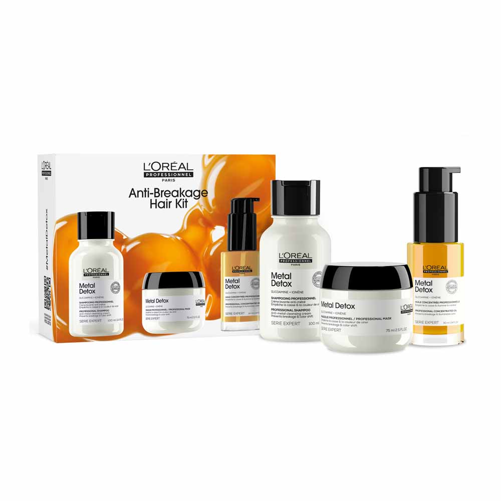 L'Oréal Professionnel Metal Detox Anti-Metal Shampoo, Anti-Deposit Masks and Protective Oil Kit Sensitised and brittle hair