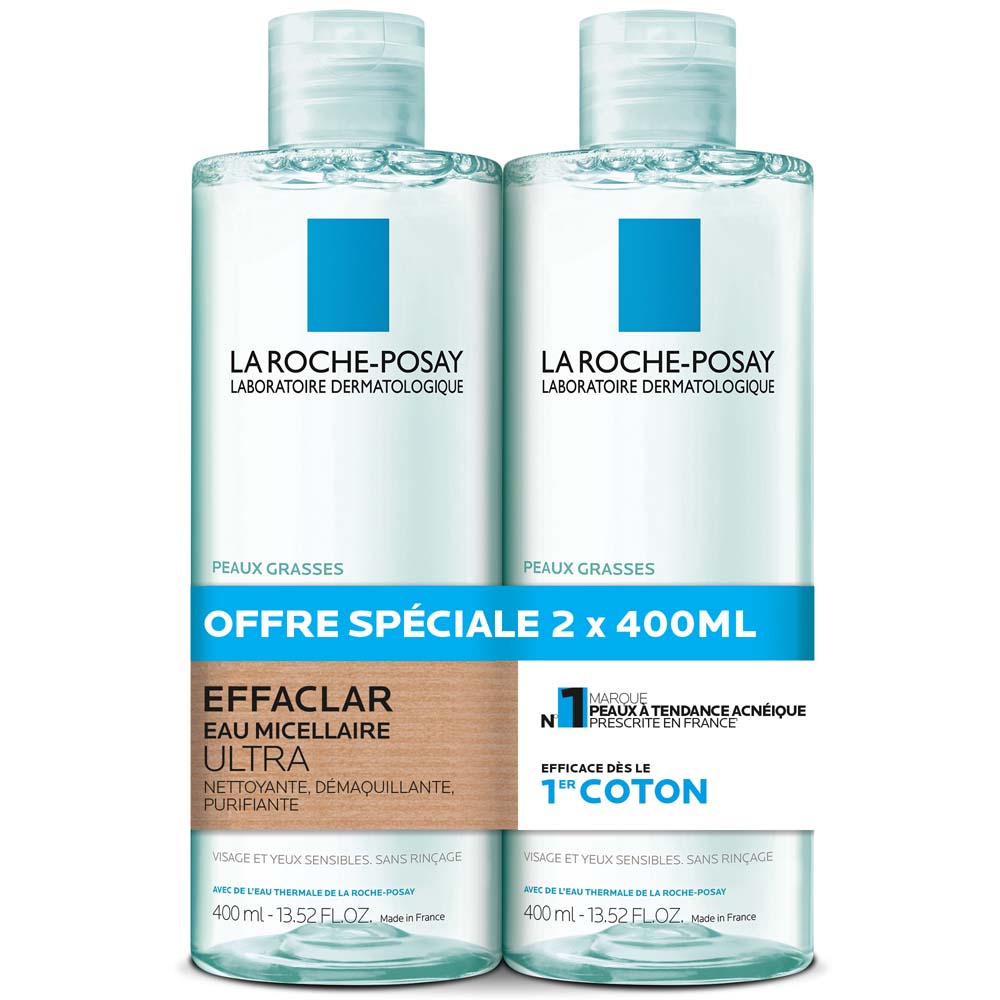 La Roche-Posay Effaclar Ultra-cleansing micellar water oily skin 2 x 400 ml
