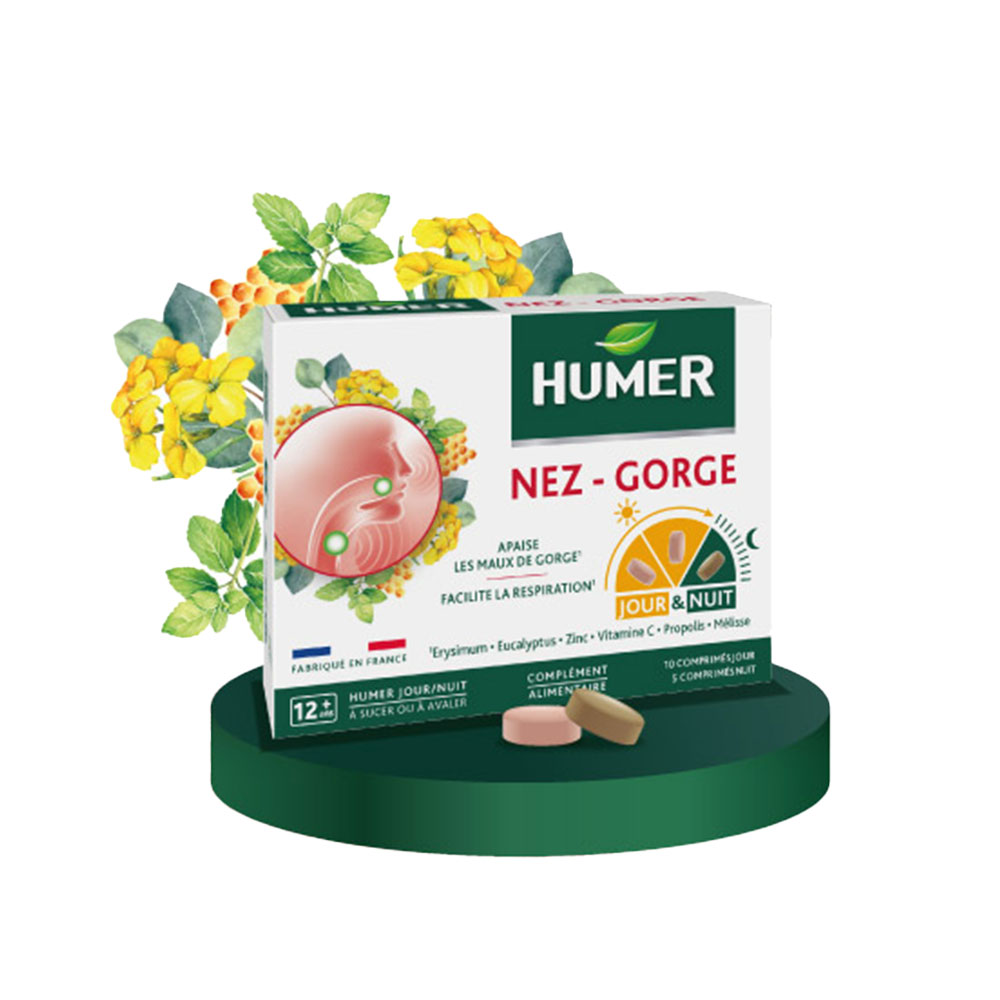 Humer Nose Throat 10 Day Tablets + 5 Night Tablets 10 Comprimés Jour + 5 Comprimés Nuit