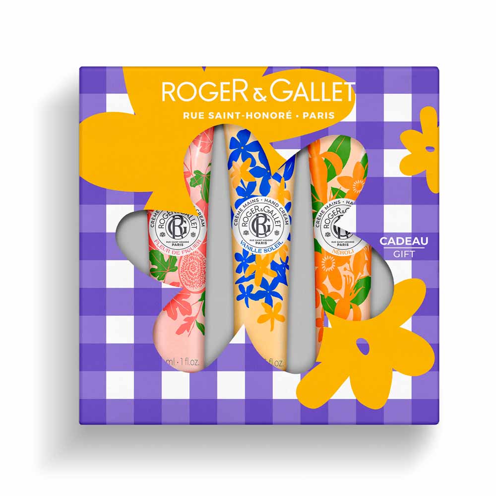 Roger & Gallet Hand cream trio gift set in Fig, Vanilla, and Neroli 30ml