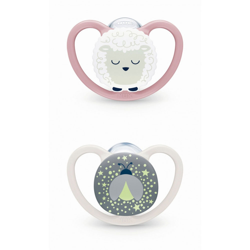 Nuk Space Night-time physiological soothers suitable from birth to 6 months 2 x