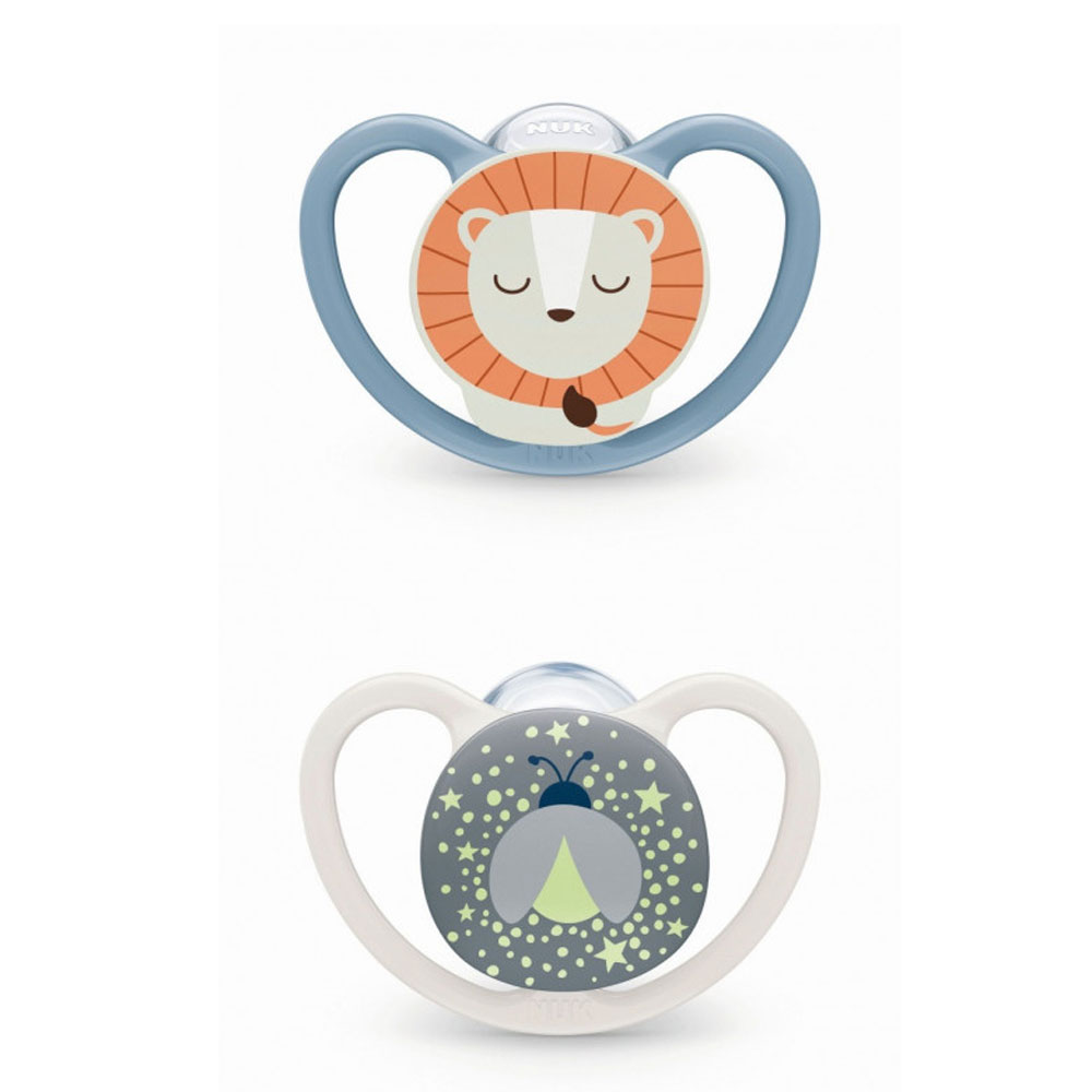Nuk Space Physiological night soothers suitable for 6 to 18 months 2 x