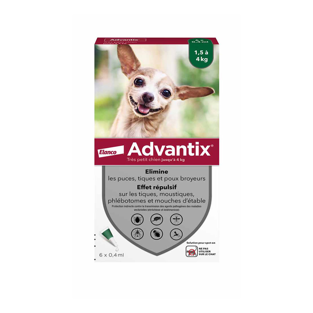 Advantix Pipettes for very small dogs for dogs weighing 1.5–4 kg 6 x 0.4 ml