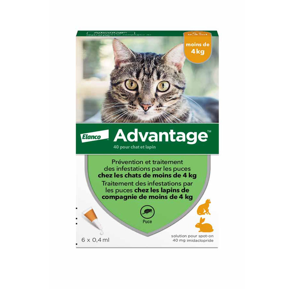 Advantage 40 For Small Cats And Rabbits Under 4 Kilos 6x0.4ml