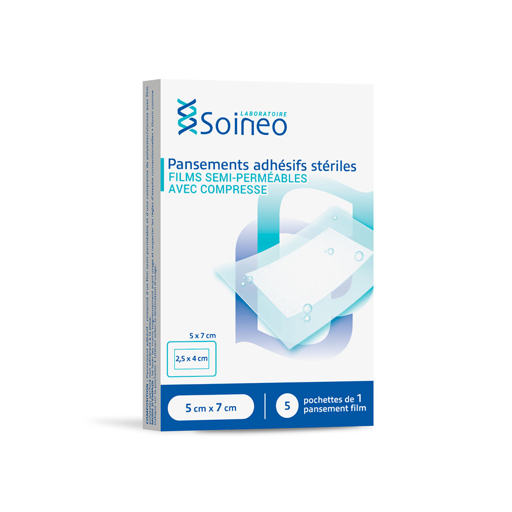 Soineo Sterile PU Adhesive Plasters 5cm x 7cm /5 2 x 5