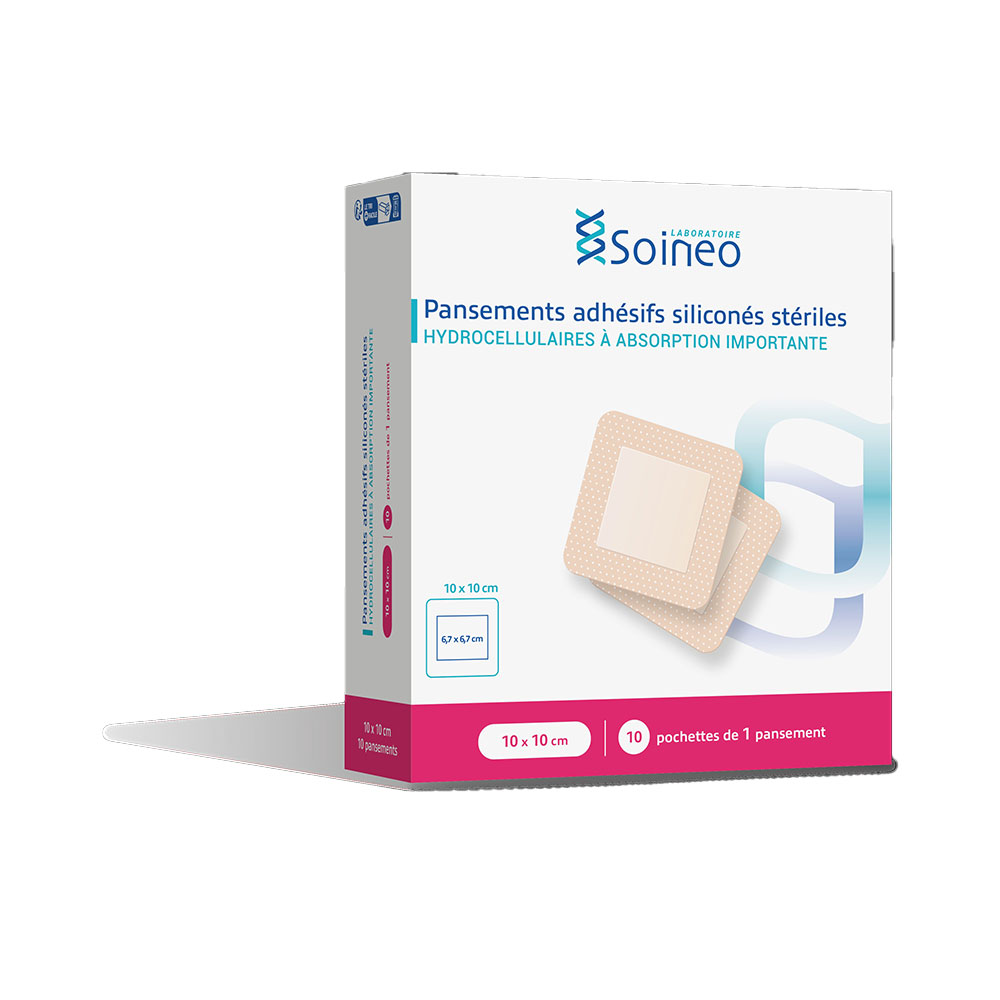 Soineo Highly absorbent hydrocellular adhesive plasters 10x10cm /10 10 units