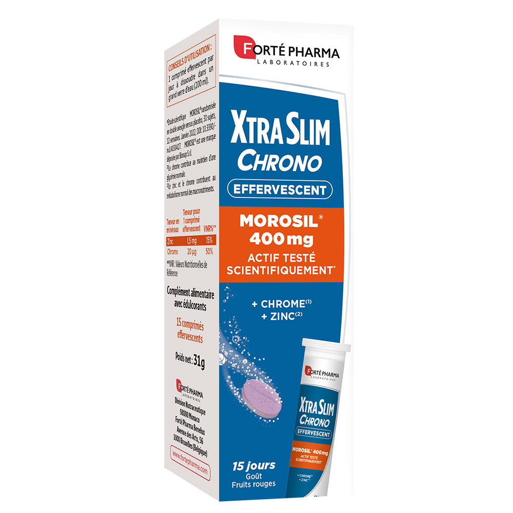 Forté Pharma XtraSlim Chrono Morosil 400 mg effervescent red berries flavour 15 effervescent tablets