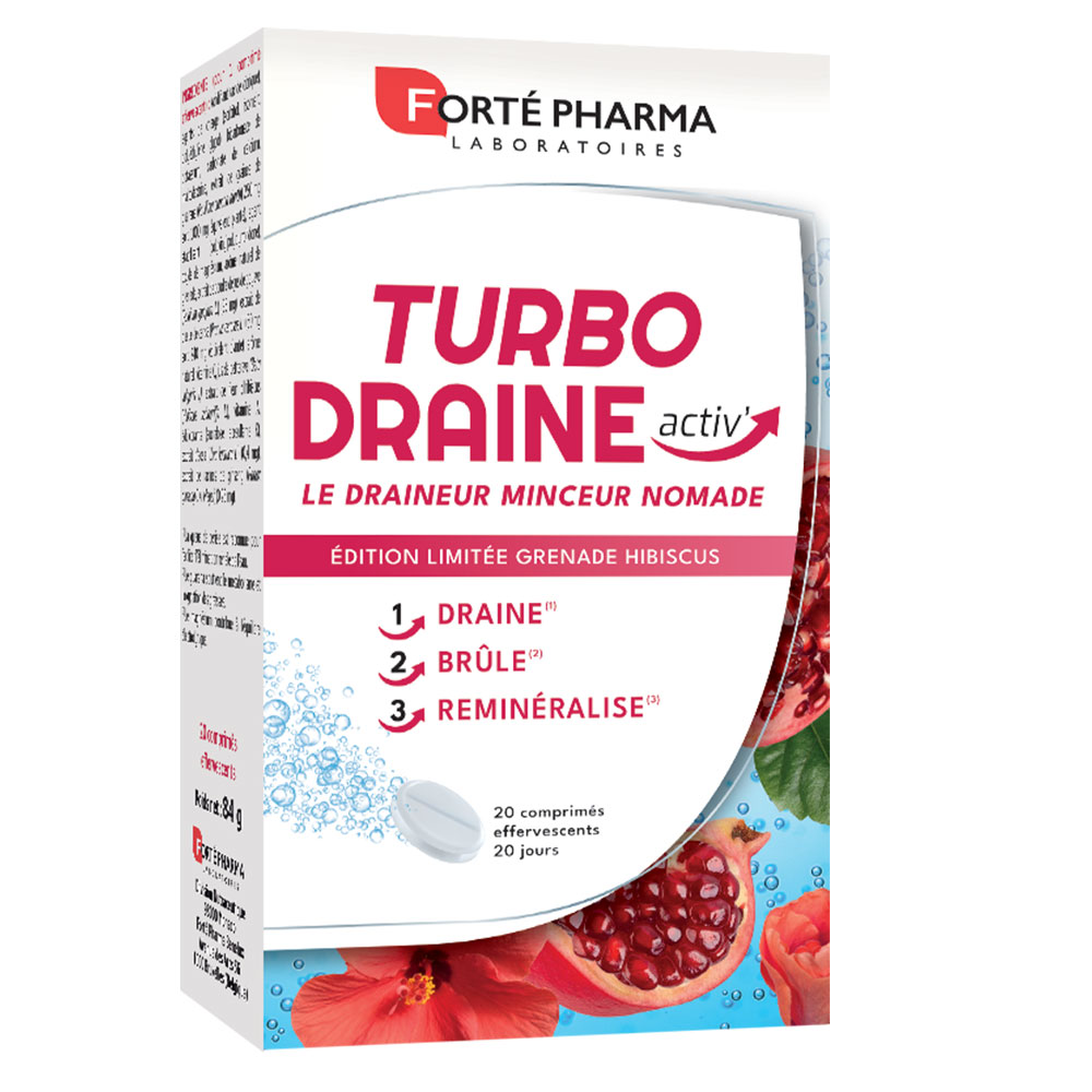 Forté Pharma TurboDraine Activ' Pomegranate Hibiscus 20 effervescent tablets