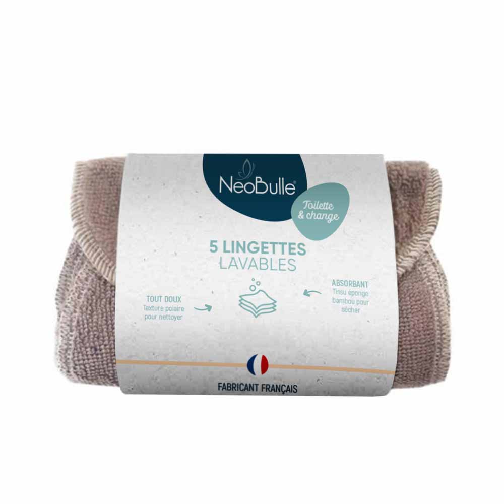Neobulle Baby hygiene Washable Wipes x 5